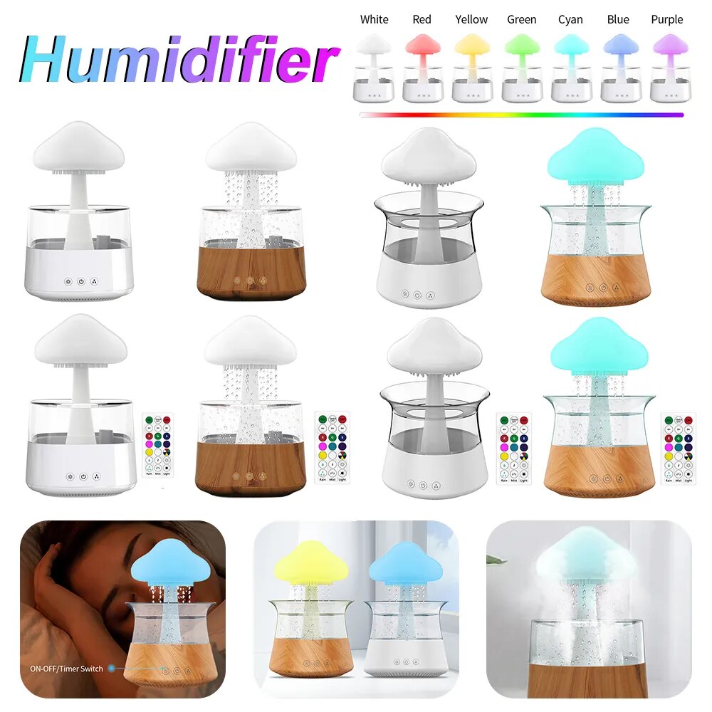 🛋️Multicolor Rain Drop Humidifier Lamp